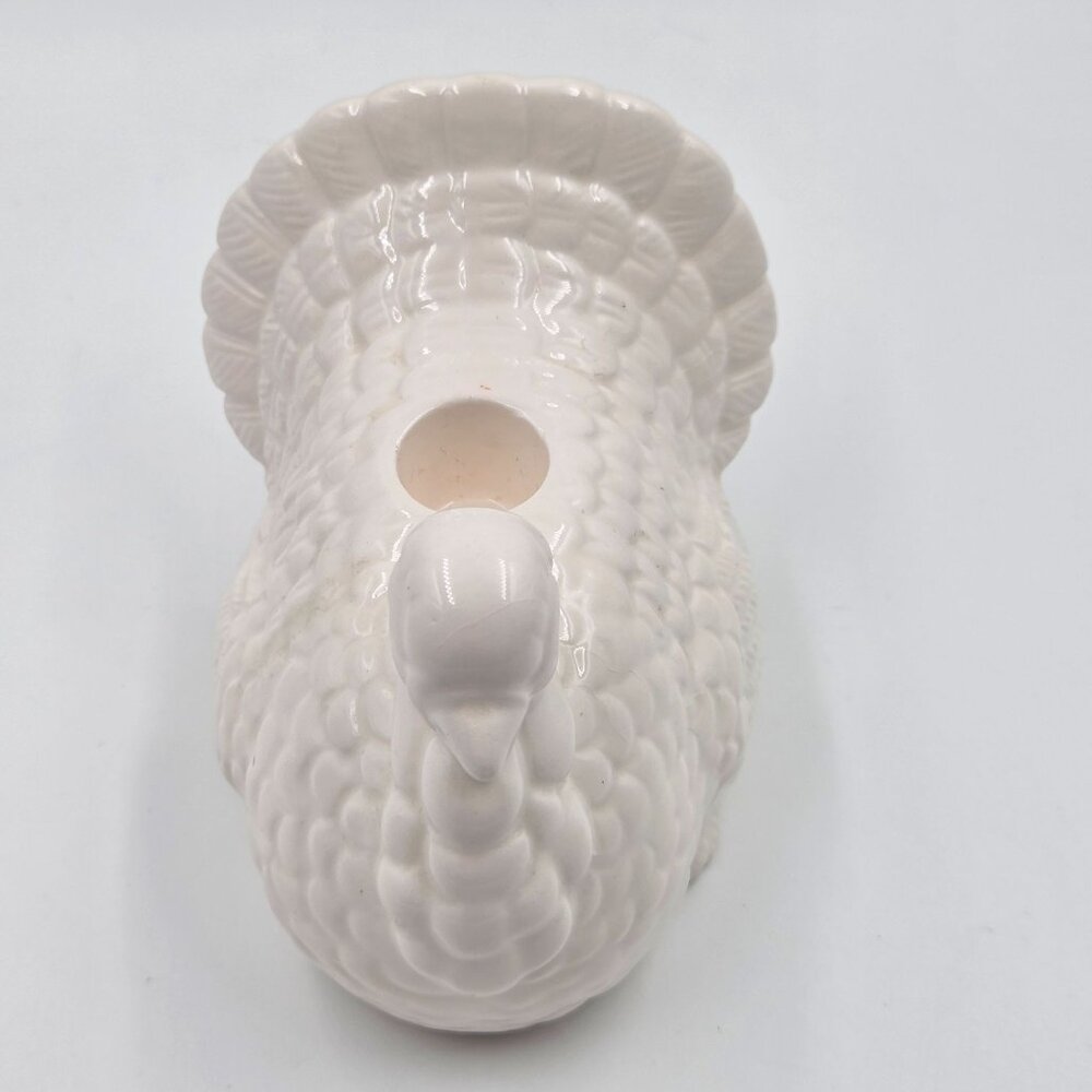 Mid-Century White Ceramic Turkey Candleholder Pair Vintage Thanksgiving Decor - Picture 8 of 12
